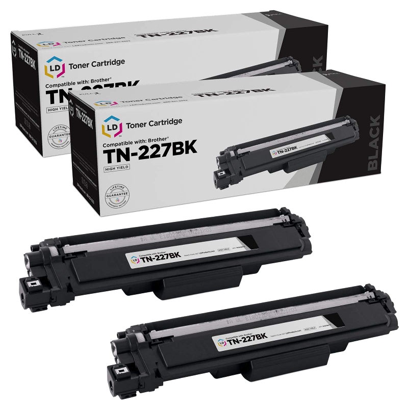 LD Products Compatible TN227 Replacements for Brother TN227BK TN-227BK Toner Cartridge High Yield (Black, 2-Pack) for use in HL-L3230CDW, L3270CDW, L3290CDW, MFC-L3710CW, MFC-L3750CDW, MFC-L3770CDW - Image 1